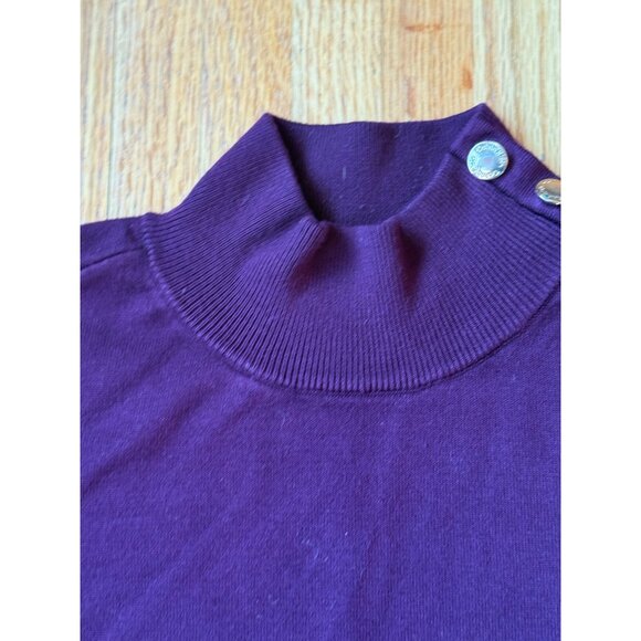 Calvin Klein Purple Long Sleeve Sweater With Ribbed Mock Neck Button Detail - Picture 5 of 10